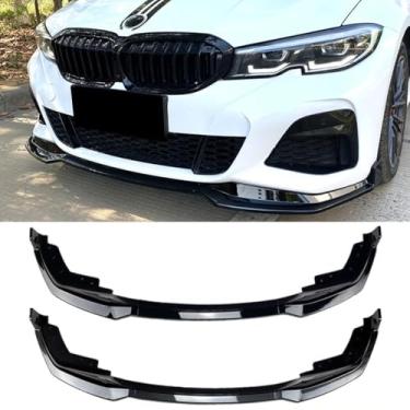 Imagem de Para BMW Série 3 G20 M Pack 320i 330i Difusor de Spoiler Dianteiro Divisor para BMW Série 3 G20 M Pack 320i 330i 2019-2022 (Preto Brilhante)