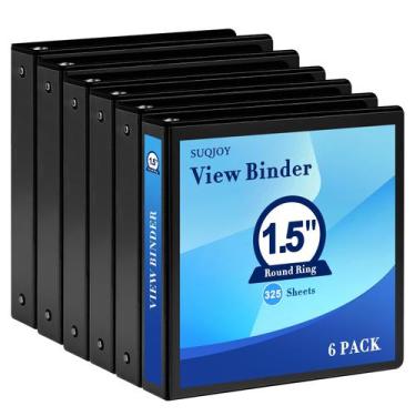 Imagem de Binder SUQJOY de 3 anéis de 1,5 polegadas com capa Clear View, pacote 