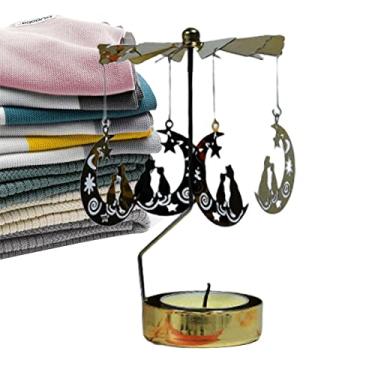 Imagem de Castiçal giratório - Castiçal giratório térmico - Lanterna giratória romântica, suporte de vela rotativo aquecido de mesa criativa para decoração de casa, festas Bairong