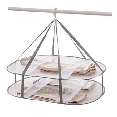 Imagem de Estante de secagem de roupa grande dobrável, rack de secagem de roupas, rack portátil de secagem de suéter, secador de ar de tela pendurado, cabide plano para uso interno e externo, delicados, toalhas