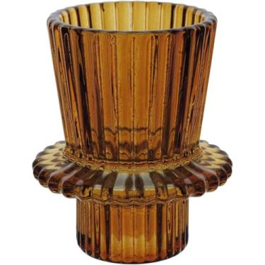 Imagem de CASTIÇAL PORTA VELA DECORATIVO HOME&CO VIDRO 7x6x6cm ÂMBAR
