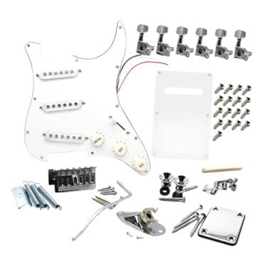 Imagem de TTETTZ Kits de guitarra elétrica faça você mesmo, tarraxas de afinação, placa de proteção de 11 furos para performance, White B