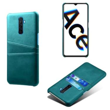 Imagem de Capas Compatível com OPPO X2 PRO,tampa protetora de couro falso,design de saco de cartão com 2 fendas de cartão atrás,proteção anti-impressão digital e anti-gota-Green