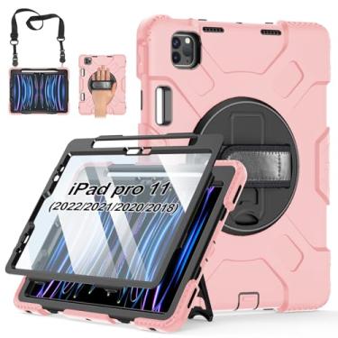 Imagem de Capa para iPad Pro 11 polegadas 2022/2021/2020/2018: capa de silicone de grau militar para iPad 11 polegadas 4ª/3ª/2ª/1ª/1ª geração com suporte - alça de ombro - suporte para lápis