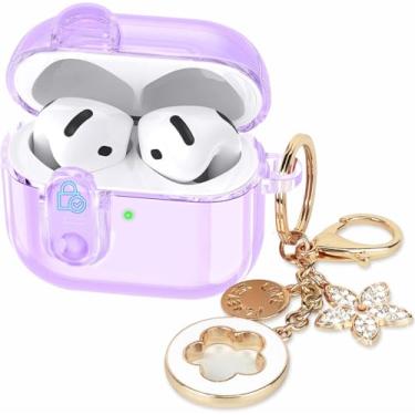 Imagem de (com trava de segurança) capa transparente compatível com Apple AirPods 4 capas femininas 2024 VOTILE TPU transparente Air pods 4 gerações, capa para iPods 4 fones de ouvido feminino chaveiro para