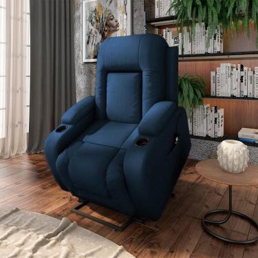 Imagem de Poltrona Do Papai Reclinável Crihs Lift Com Massagem E Aquecimento Pu Azul G23 - Gran Belo