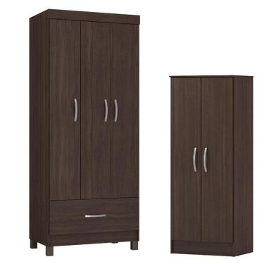Imagem de Guarda Roupa Solteiro Prince com Multiuso Viena Café - Demóbile
