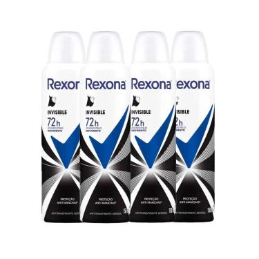 Imagem de Kit Desodorante Aerosol Rexona Feminino Invisible 150ml - 4 Unidades