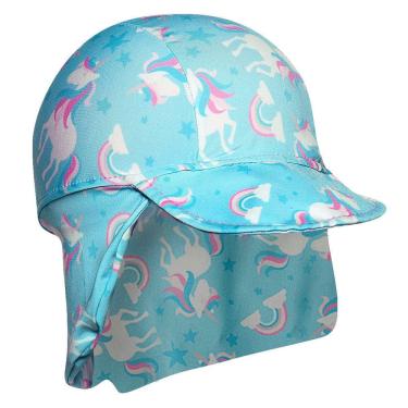 Imagem de Boné Praia Bebê e Infantil Proteção UV 50+ Unicórnios Azul Tip Top