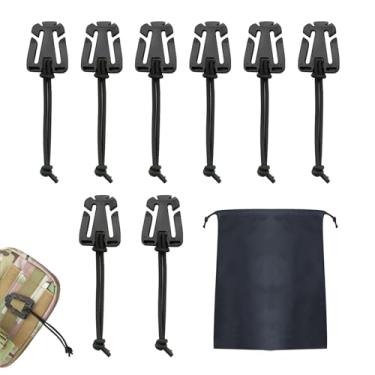 Imagem de YAFIYGI 8 peças Web Dominator Molle Strap Keepers com cordão elástico tático Sling Keeper Clipes para gerenciamento de mangueira de hidratação correia dominadores com clipe de mangueira para