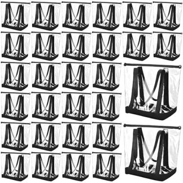 Imagem de Silkfly Sacolas transparentes a granel, bolsa de ombro de PVC, bolsa transparente aprovada pela segurança com fecho de zíper para trabalho (30 peças, preto)