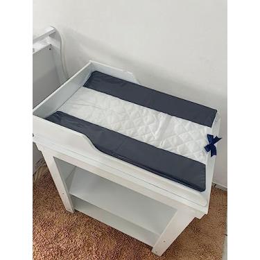 Imagem de Trocador De Bebê Anatômico Luxo Cômoda Com Capa Plástica Padrão Americano Várias Estampas (Azul Marinho, Tamanho G)