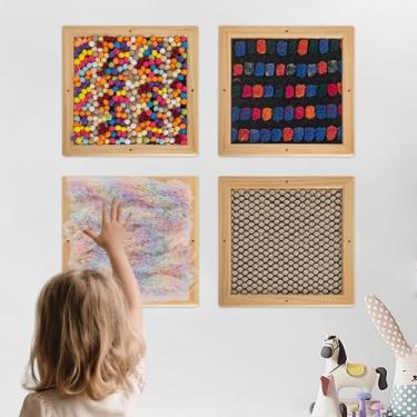 Imagem de Sensolio Conjunto de painel sensível ao toque com moldura de madeira – Placas táteis de madeira maciça com 4 texturas exclusivas para paredes sensoriais, educação especial e aprendizagem interativa