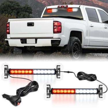 Imagem de Nilight 24LED Luzes estroboscópicas 2 em 1 vermelho branco aviso de emergência perigo de segurança painel frontal/traseiro pára-brisa luz piscante para carros, caminhões, polícia, bombeiro, arado