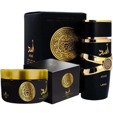 Imagem de Kit Perfume Árabe Asad Lattafa Com Creme Hidratante Asad Isabelle La B
