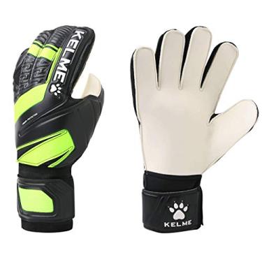 Imagem de Luvas de goleiro de futebol Kelme – para uso interno e externo – luvas de treino, combinação e goleiro profissional para adultos e crianças com proteção de dedo, Black/Green, Size 7 (Youth)
