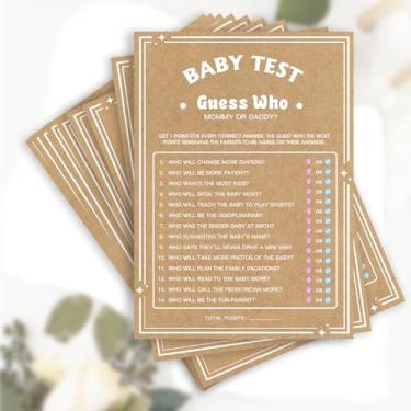 Imagem de Bllhl Baby Shower Games for Girl or Boy, 60PCS Funny Baby Shower Games, Mommy or Daddy Guess Who Game，kraftpaper