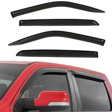 Imagem de Rough Country Protetores de chuva de janela com fita adesiva para Ram 1500 (2019-2025), 1500 TRX Crew Cab (2021-2024) - Viseiras de janela de perfil baixo, protetor de chuva de 4 peças para caminhões