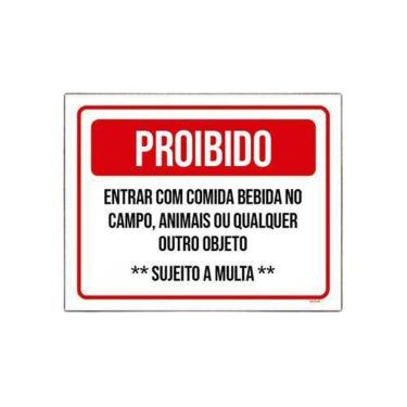 Imagem de Kit 3 Placa Proibido Entrar Comida Bebida Campo Animais