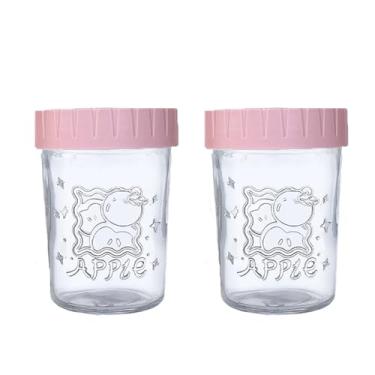 Imagem de B.GUBOBOYA Pacote com 2 frascos de vidro de 590 ml com tampas herméticas, potes de salada Mason de boca larga, recipientes de armazenamento de alimentos de vidro usados para conservas, decapagem, suco