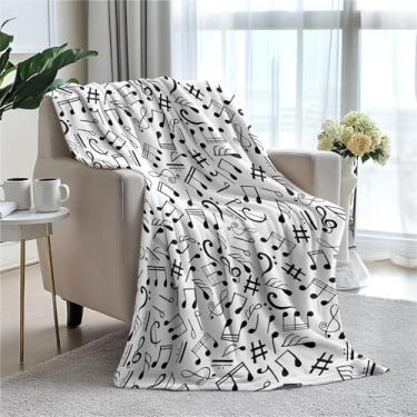 Imagem de Cobertor de lã Music Note 127 x 152 cm para sofá cama, cobertor de flanela de microfibra super macio e aconchegante leve para mulheres, homens e crianças