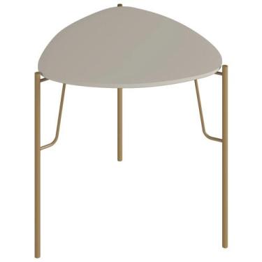 Imagem de Mesa Lateral Para Sala de Estar Baixa Pés Industrial Dourado Alef I03 