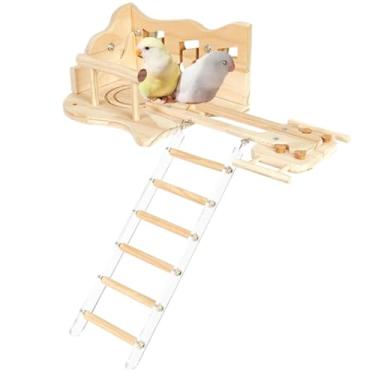 Imagem de Escada de escalada de papagaio, parquinho de madeira para pássaros com escada de escalada, suporte de papagaio para conures de bochecha verde, periquitos, calopsitas, hamsters