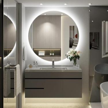 Imagem de Espelho Lapidado Redondo Led 80x80 Luxo Fonte Bivolt - Espelho Top, Fr