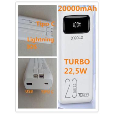 Imagem de Carregador Portatil 20000mAh Turbo 22,5w- branco - telintec