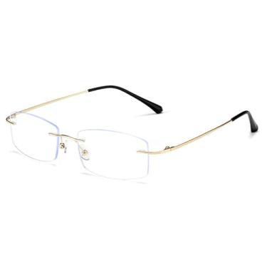 Imagem de Óculos ultraleves sem armação com aro dourado para negócios, anti-luz azul requintada, óculos da moda, dourado, C