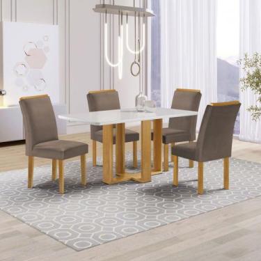 Imagem de Mesa de Jantar 4 Lugares Isadora Luisa com Vidro Cinamomo/Off White/Be