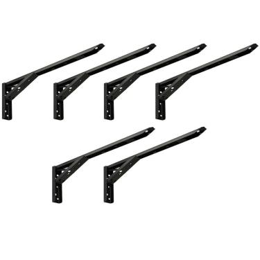 Imagem de Kit 03 Pares Suporte Para Mesa Dobrável Retrátil 30cm H02 Mão Francesa Preto