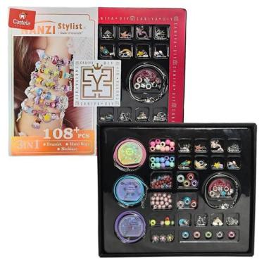 Imagem de Kit Miçangas 106 Peças 3 Em 1 Pulseiras E Colares - Castela