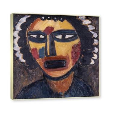 Imagem de NHLDZYH Moldura de champanhe. Impressões de arte Alexej von Jawlensky - Pintura de retrato - (bruxa profeta) - Pôster de decoração de parede vintage. 80 x 80 cm - 31,5 x 31,5 pol