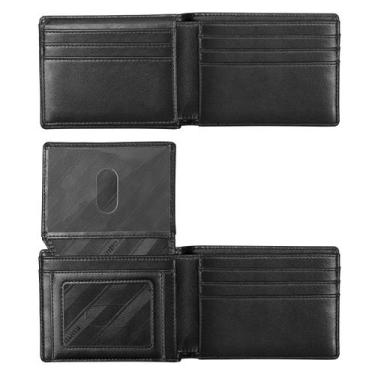 Imagem de Carteira RUNBOX Slim Leather com bloqueio RFID de duas dobras com 2 id