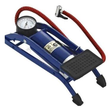 Imagem de Bomba Para Encher Pneu De Bike Carro Moto Cor Azul - Western