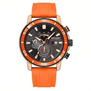 Imagem de Relógio Esportivo Estilo Casual Pulseira De Silicone Resistente à água 3atm Laranja
