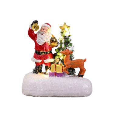 Imagem de Vila de Natal Santa Árvore Rena Cena de Vila de Natal com estatuetas Luz LED Decoração de Natal Adição às suas Decorações de Natal Interiores e Exibições de Férias