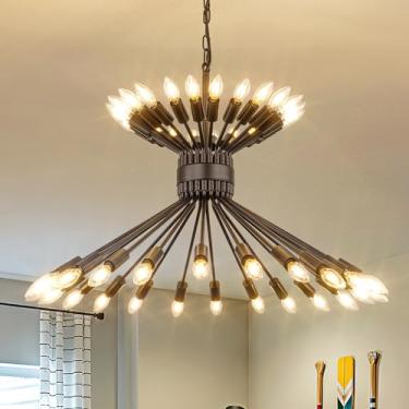 Imagem de Wellmet Lustre preto moderno, lustre de fazenda de 48 luzes, luminária pendente preta de cesta, para sala de estar, sala de jantar, quarto, entrada, cozinha