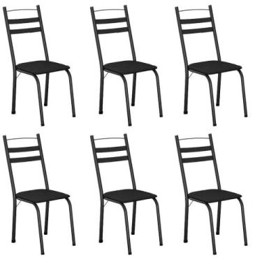Imagem de Conjunto Com 6 Cadeiras Leia Artefamol Preto - ARTEFAMOL MÓVEIS