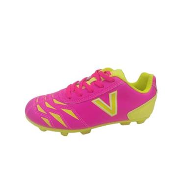 Imagem de Victor Sierra Chuteiras de futebol Cattura MD JR para meninos e meninas, Rosa/Amarelo Fluo, 16