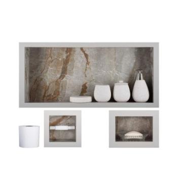 Imagem de Nicho Em Porcelanato Para Banheiro - kit com 3 peças (Pietra) - Incomp