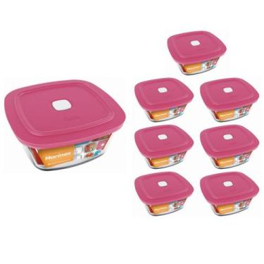 Imagem de Pote Vidro Quadrado Facilita C/ Tampa 500ml Marinex 7Un - NADIR FIGUER