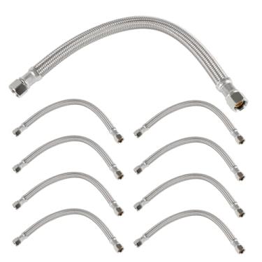 Imagem de (Pacote com 10) Conexão de compressão EFIELD 40,6 cm 3/20.3 cm x 3/20.3 cm, linha de fornecimento de conector de lava-louças trançado de polímero, (HOSE115)