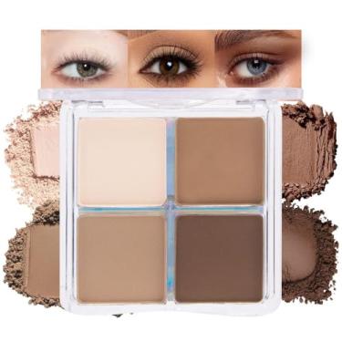 Imagem de HHLTOH Paleta de sombras em pó Quad, bege nude marrom fosco fosco paleta de sombras, paleta de sombras de olhos para mulheres mais velhas pigmentada à prova d'água, paleta de sombras de ojos, 15
