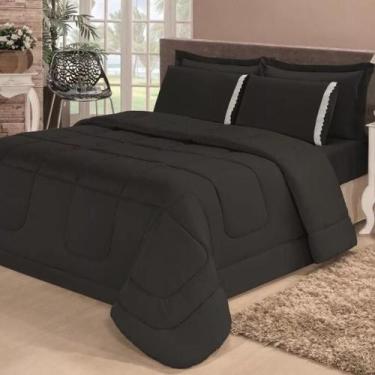 Imagem de Kit Edredom Queen Aconchego 6 Peças Microfibra - Cortinas Ibitinga, Pr