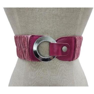 Imagem de Cinto feminino elástico com couro vestido GR705 - Barão Do Couro, Rosa