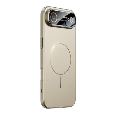 Imagem de Omio Capa magnética para iPhone Plus compatível com MagSafe, protetor de lente de câmera de vidro embutido, visor de logotipo de janela grande, proteção contra quedas de grau militar, capa fosca para