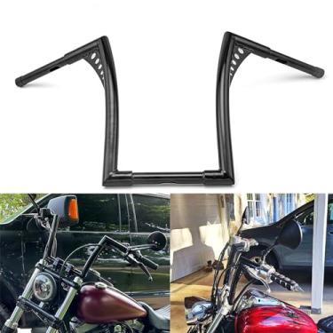 Imagem de WSays Barra preta brilhante de 25,4 cm Rise Ape Hangers Guidão 3,8 cm de diâmetro compatível com modelos Harley Sportster XL 1200 883 Dyna Softail Touring Road Glide Road King