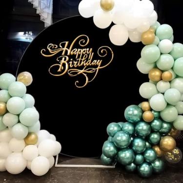 Imagem de Capa de arco redondo, 2 m/2,2 m, elástico ajustável, resistente a vincos, suporte de arco para decoração de festa de aniversário, casamento e banquete (preto, 2,2 m de diâmetro)